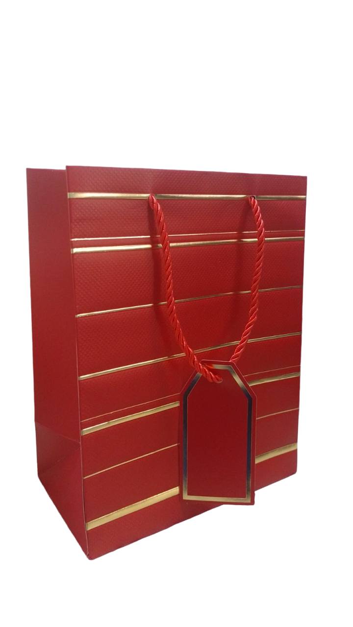 SACOLA PRESENTE LUXO LISTRADA 18X23X10CM